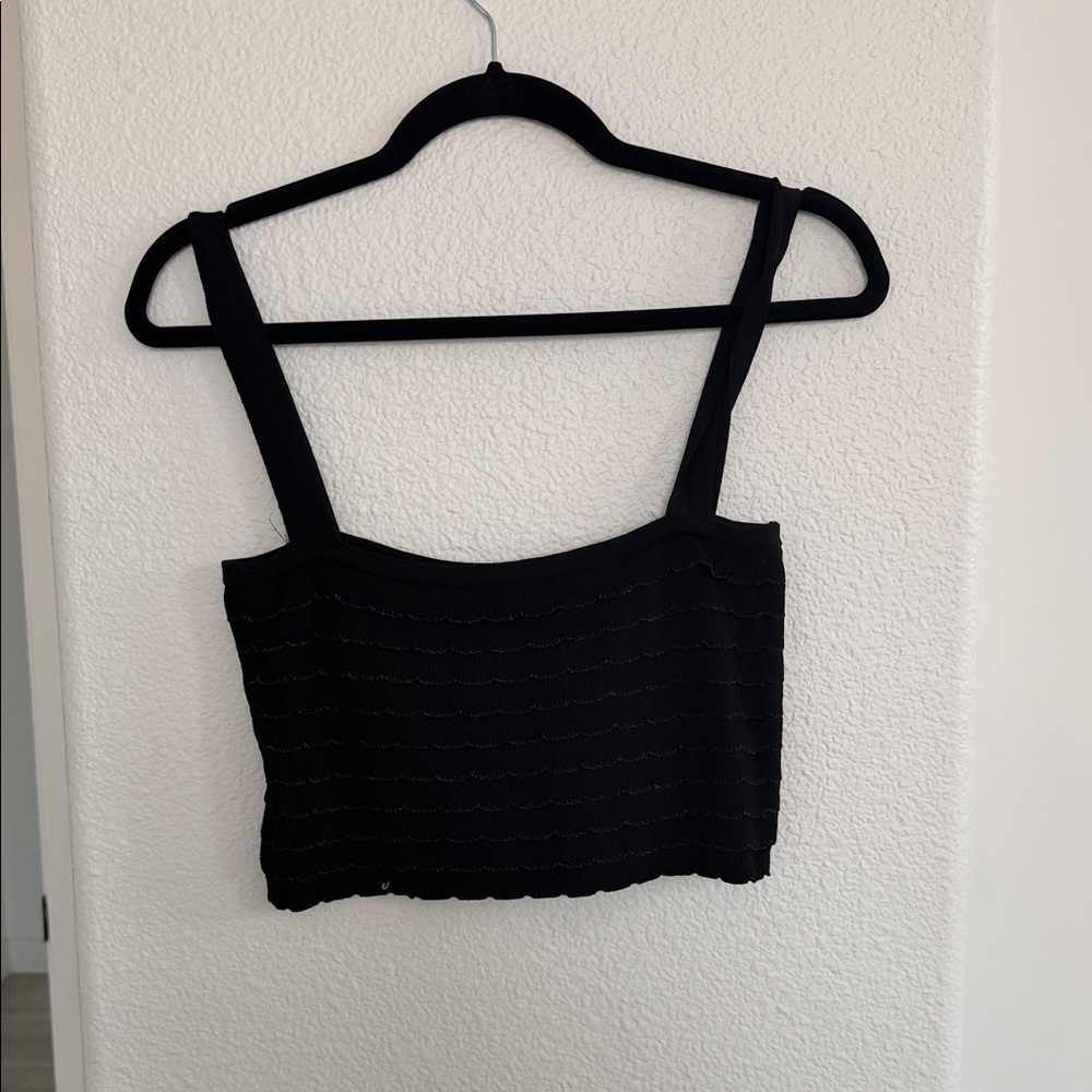 Zara Black Textured Crop Top